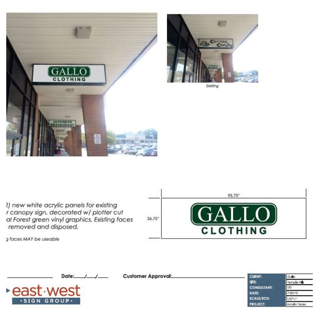 Gallo Clothing Signage